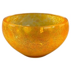 Orange-gold veil glass bowl by Karcagi