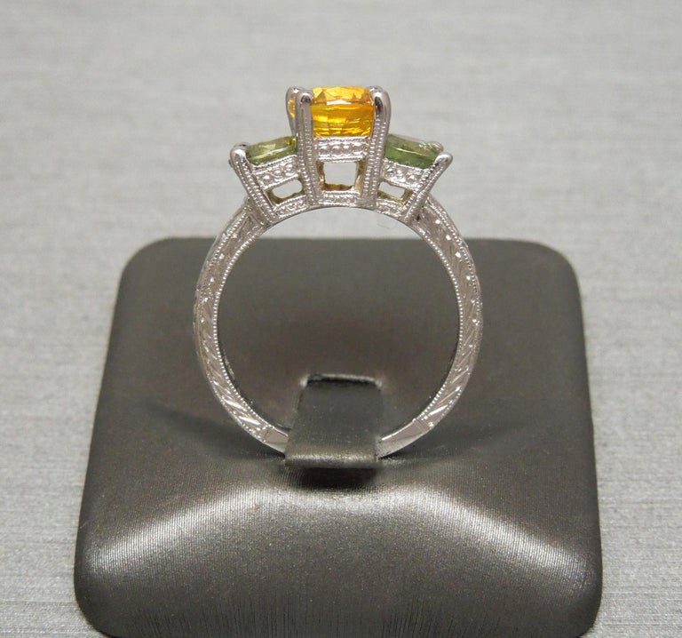 Orange and Green Sapphire Three-Stone Ring For Sale (Free Shipping) at ...