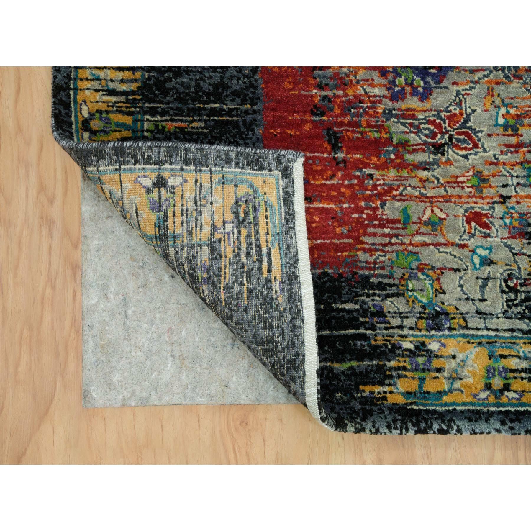 Noué à la main Tapis Ghazni en laine orange, noué à la main, ancien ottoman effilé, 9'2
