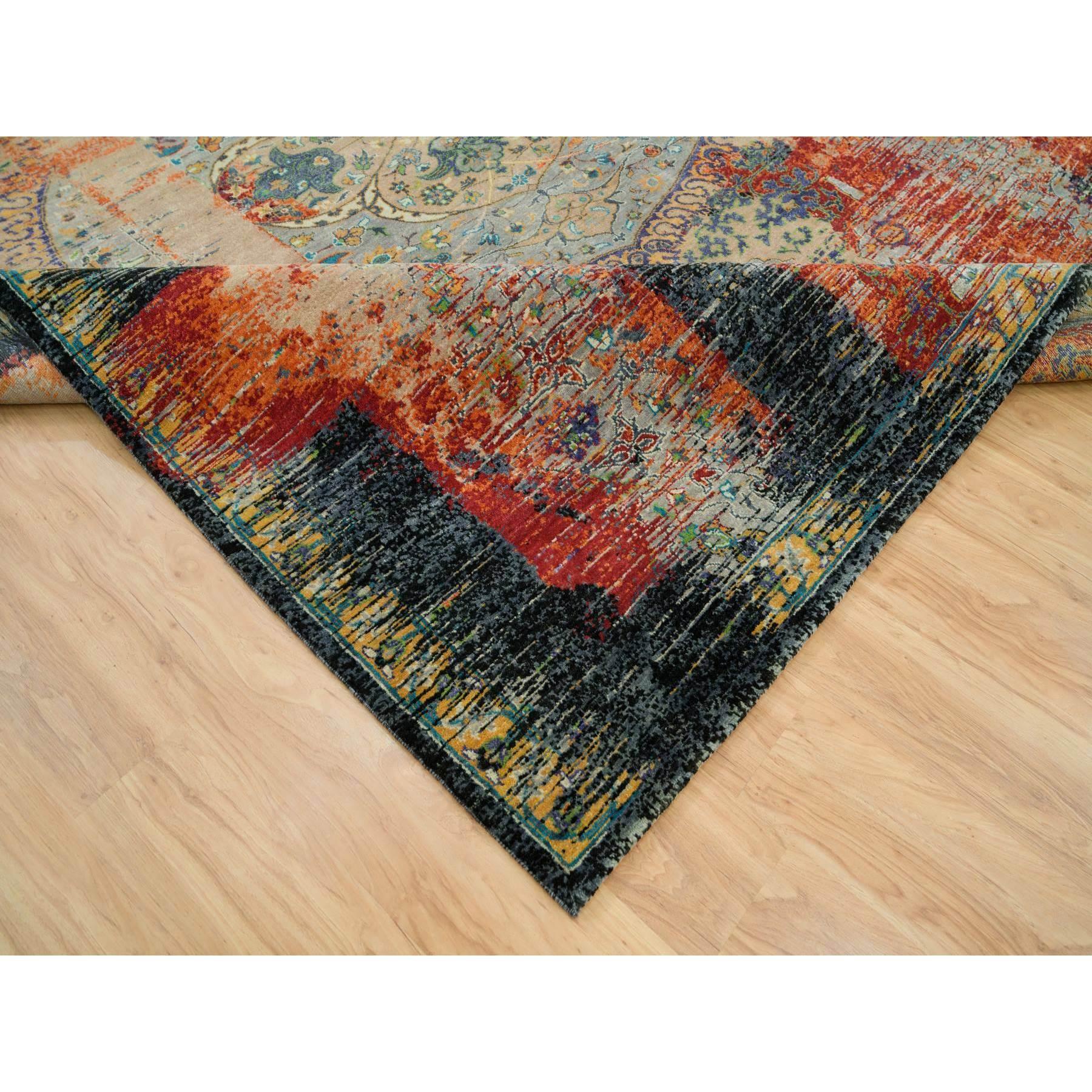 XXIe siècle et contemporain Tapis Ghazni en laine orange, noué à la main, ancien ottoman effilé, 9'2