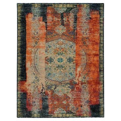 Orange Hand Knotted Ancient Ottoman Erased Design Ghazni Wool Rug 9'2" x 12'0"
