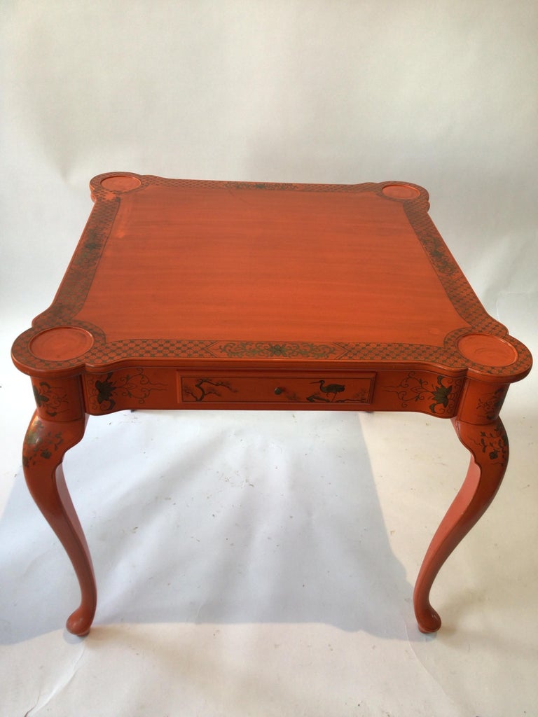 Orange Hand Painted Game Table at 1stDibs