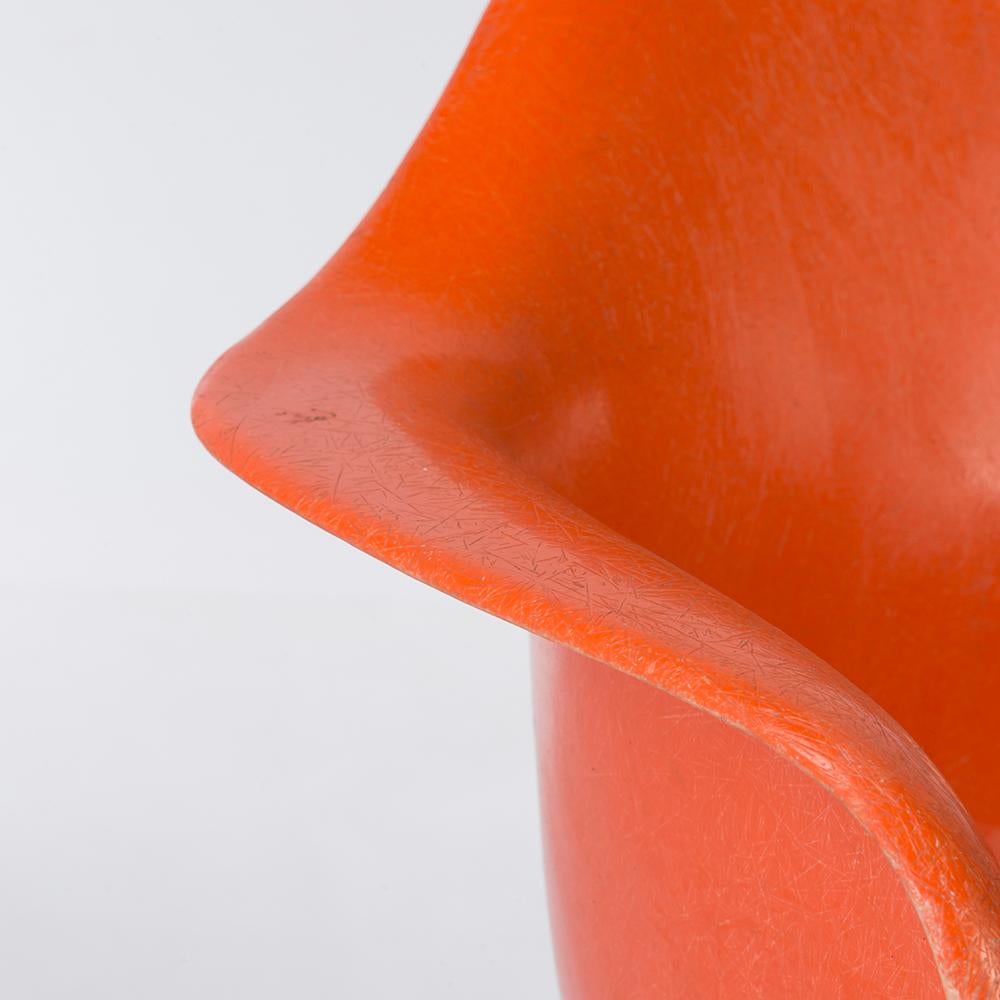 20th Century Orange Herman Miller Eames RAR Arm Shell Chair For Sale