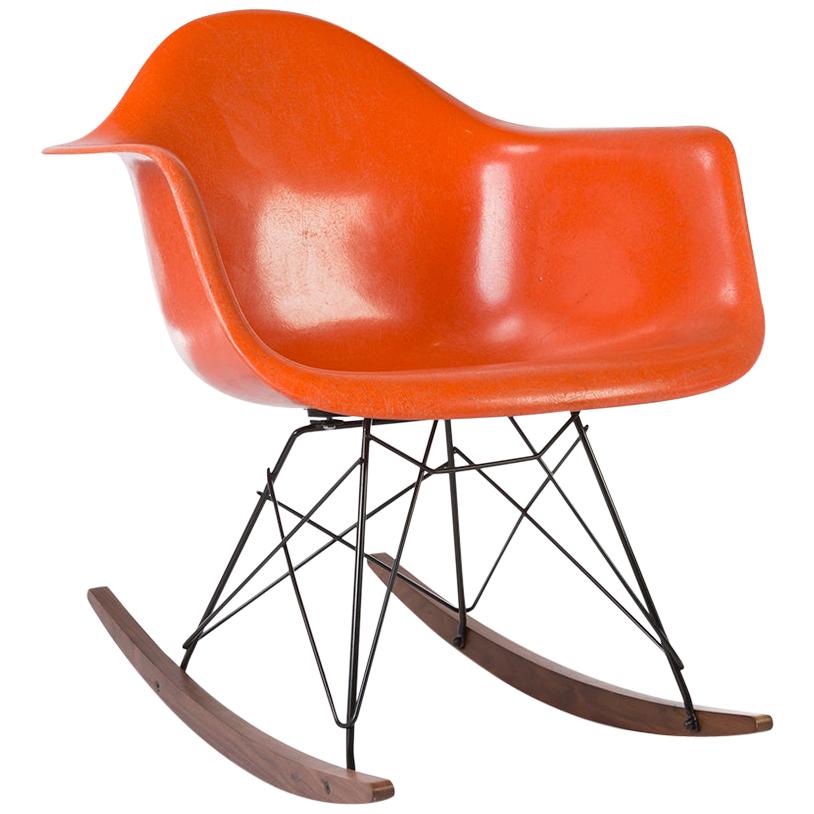 Orange Herman Miller Eames RAR Arm Shell Chair For Sale