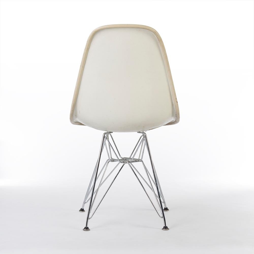 Mid-Century Modern Orange Herman Miller Eames Upholstered DSR Side Shell Chair For Sale