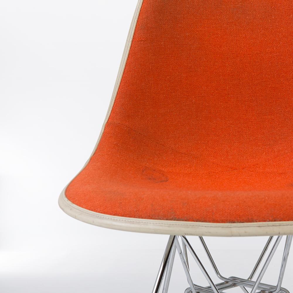 American Orange Herman Miller Eames Upholstered DSR Side Shell Chair For Sale