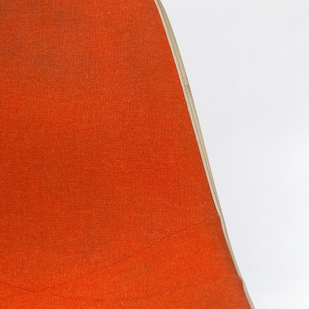Molded Orange Herman Miller Eames Upholstered DSR Side Shell Chair For Sale