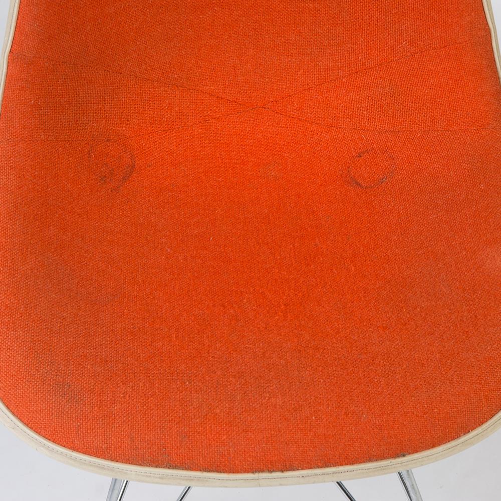 20th Century Orange Herman Miller Eames Upholstered DSR Side Shell Chair For Sale