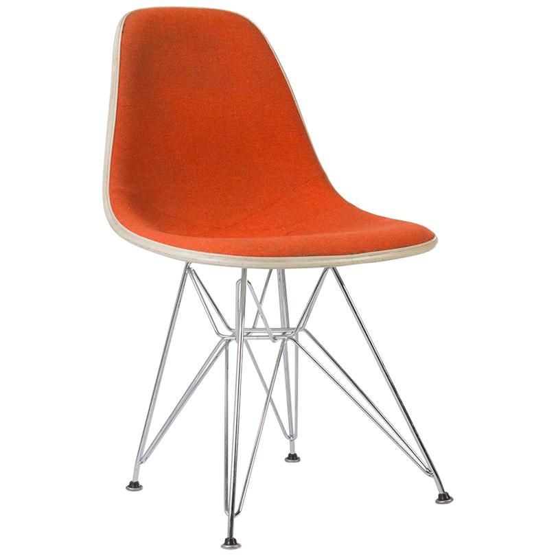 Orange Herman Miller Eames Upholstered DSR Side Shell Chair For Sale