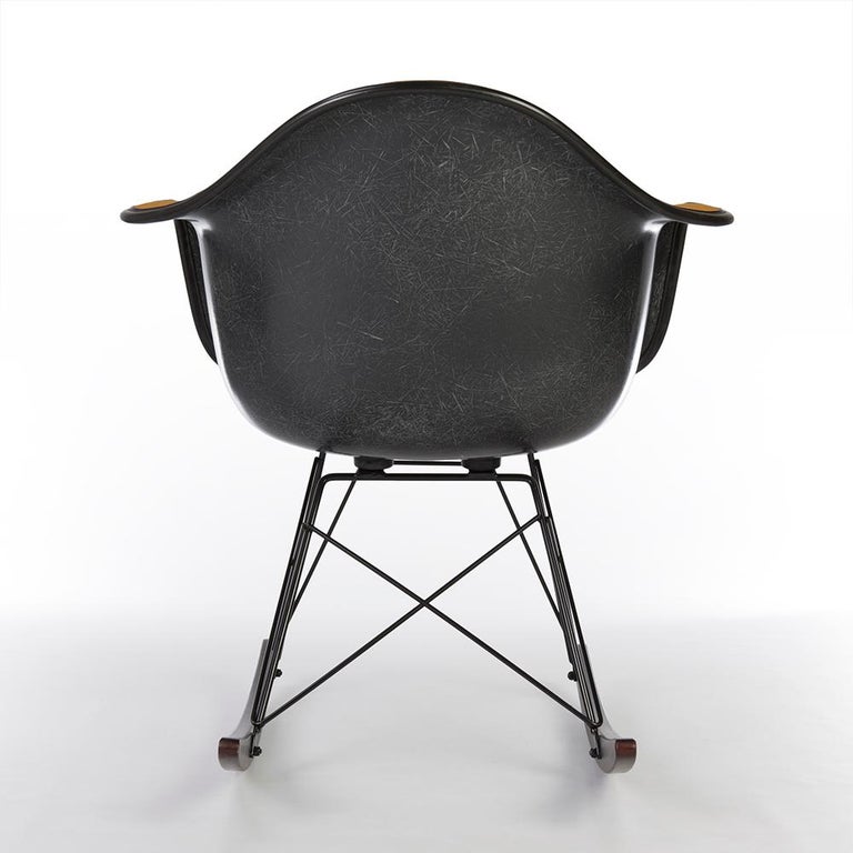 Orange Herman Miller Eames Upholstered Rar Fiberglass Rocking Arm Shell ...