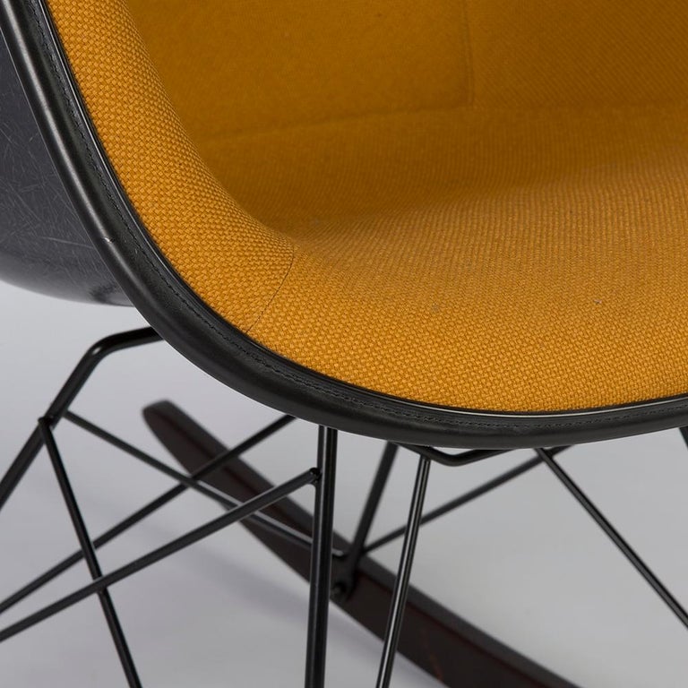 Orange Herman Miller Eames Upholstered Rar Fiberglass Rocking Arm Shell ...