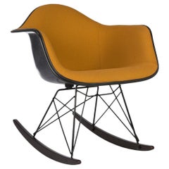 Orange Herman Miller Eames Upholstered Rar Fiberglass Rocking Arm Shell Chair