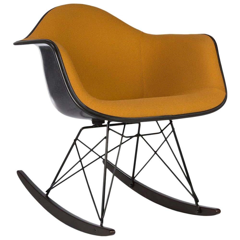 Orange Herman Miller Eames Upholstered Rar Fiberglass Rocking Arm Shell ...