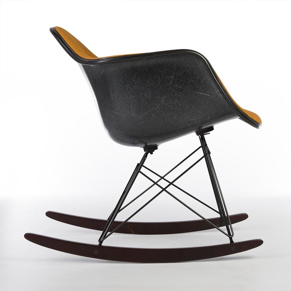 American Orange Herman Miller Vintage Eames Upholstered RAR Arm Shell Chair For Sale
