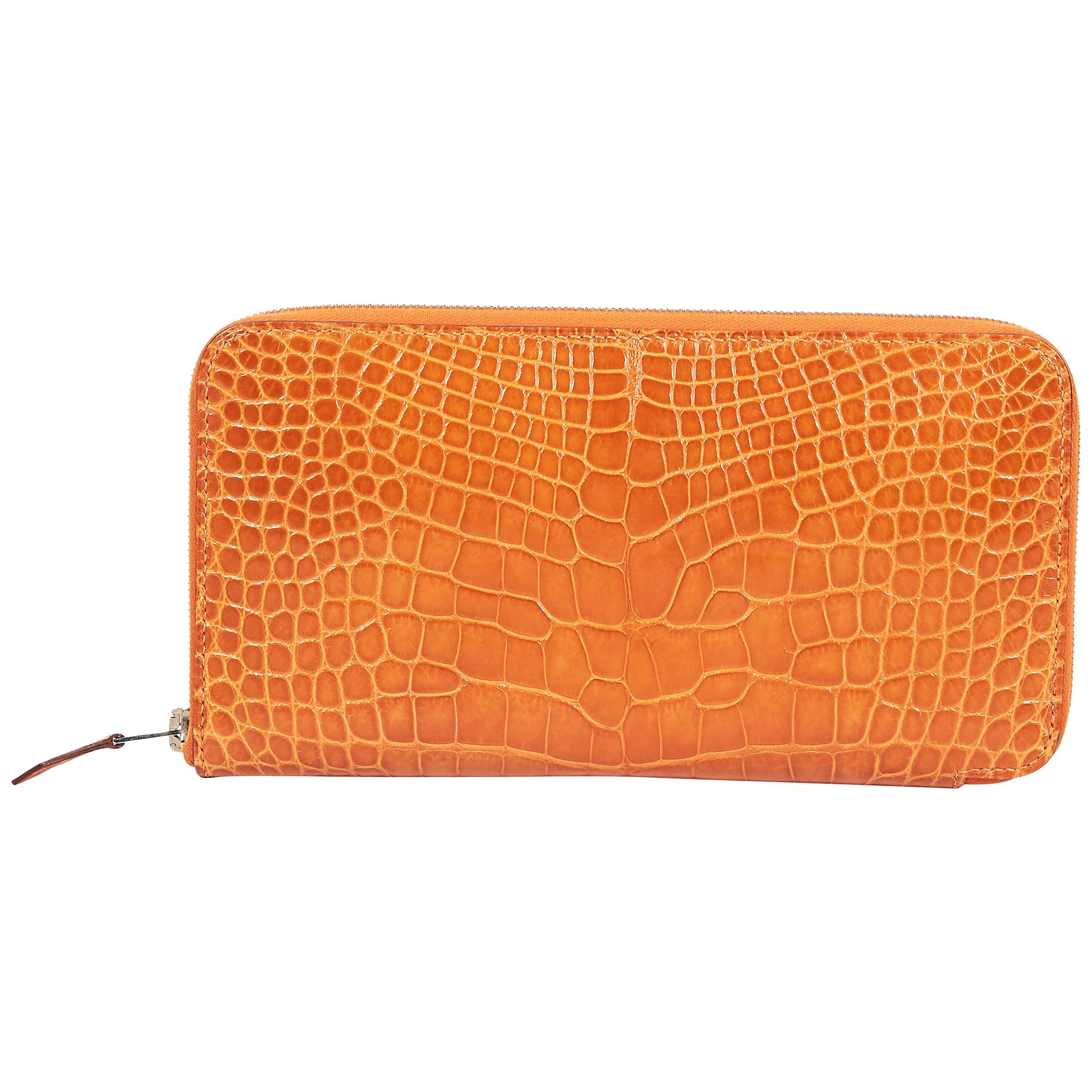Orange Hermes Alligator Wallet