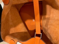 Orange Hermes Picotin Lock PM 18cm with Palladium Hardware