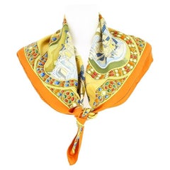 Orange Hermès Silk Square Scarf