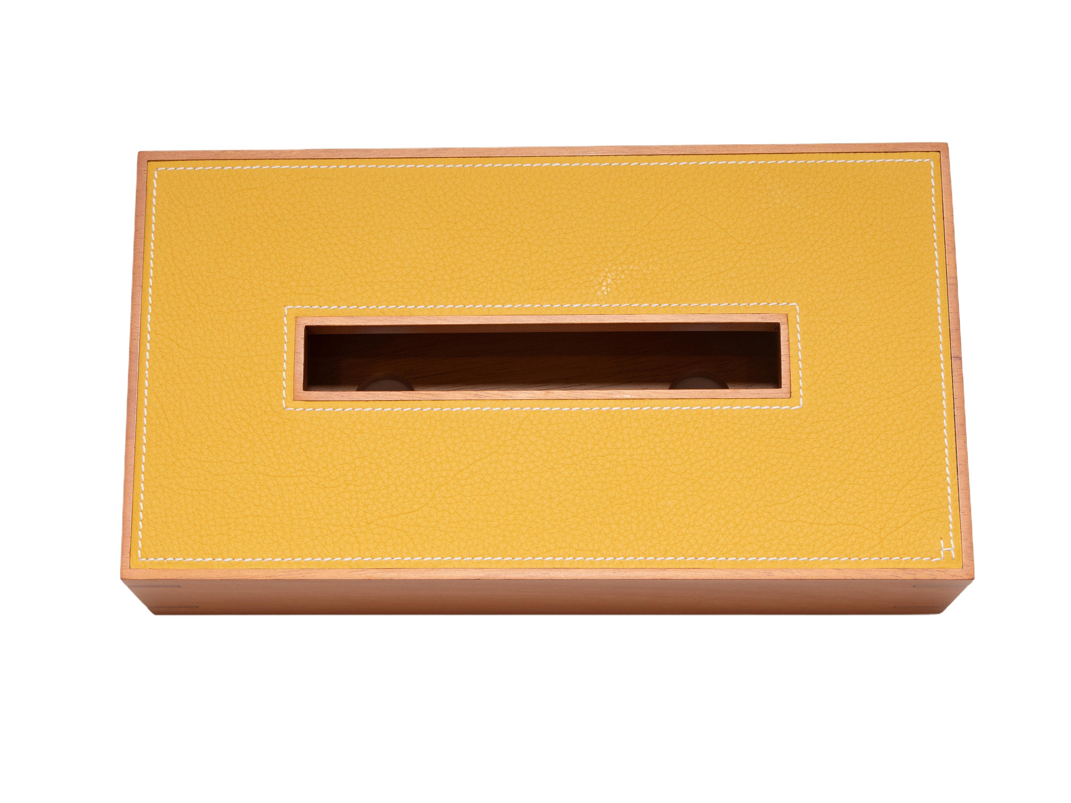 Arancia Coperchio per scatola di carta igienica in Wood Wood e pelle di Hermes arancione in vendita