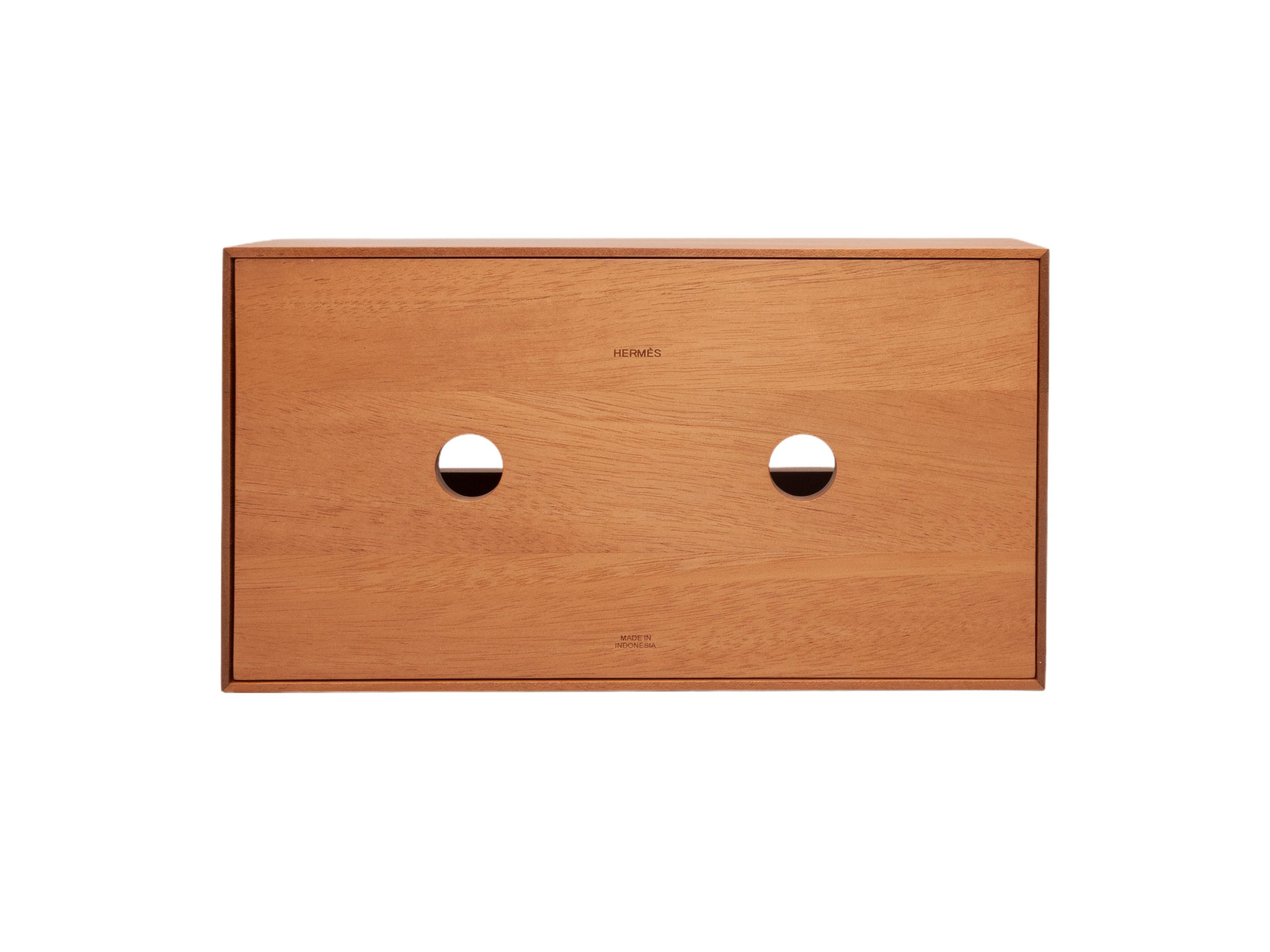 Coperchio per scatola di carta igienica in Wood Wood e pelle di Hermes arancione In condizioni buone in vendita a New York, NY