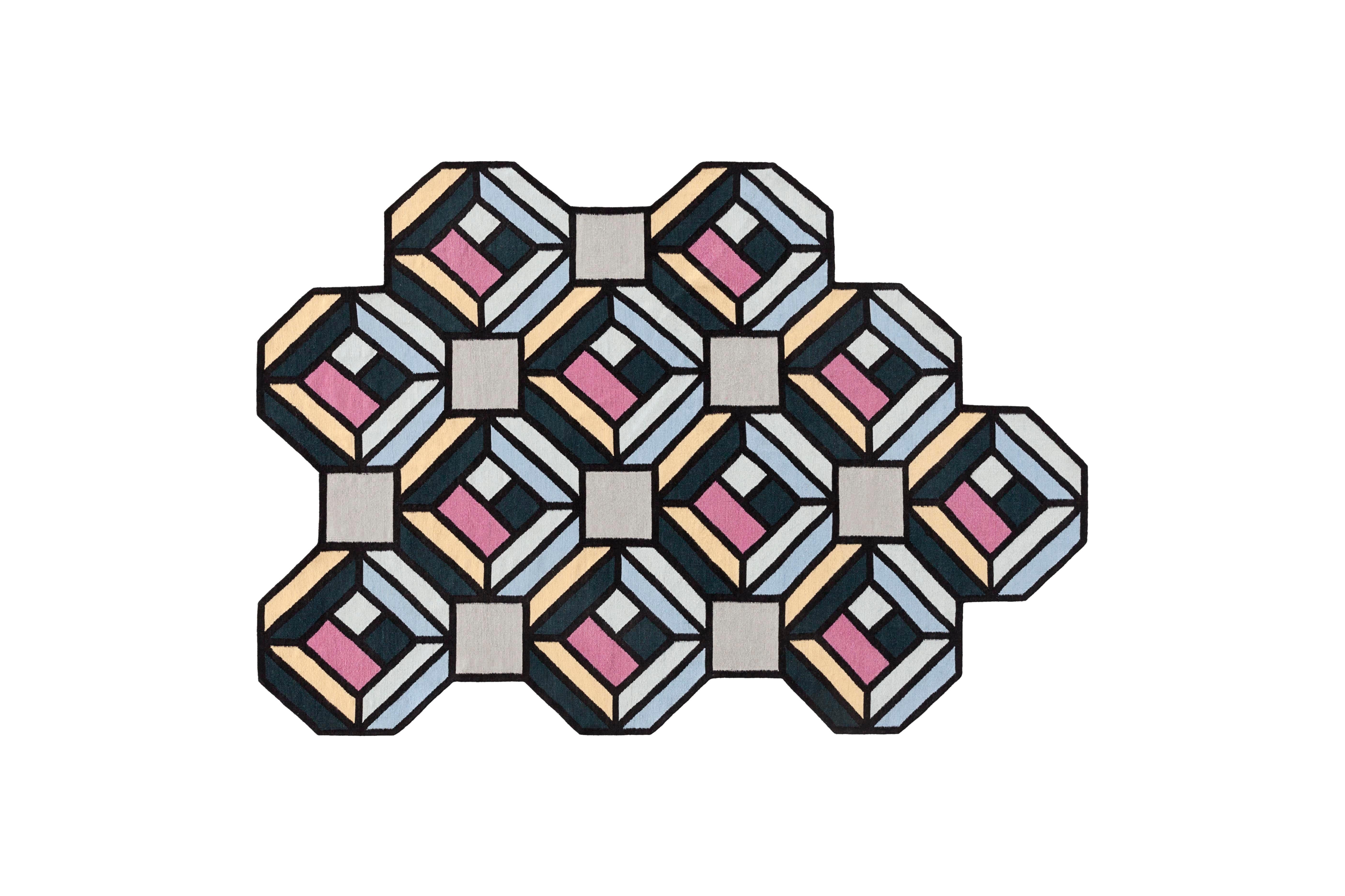 Orangefarbener Hexagon-Parkettteppich von Gandia Blasco (21. Jahrhundert und zeitgenössisch) im Angebot