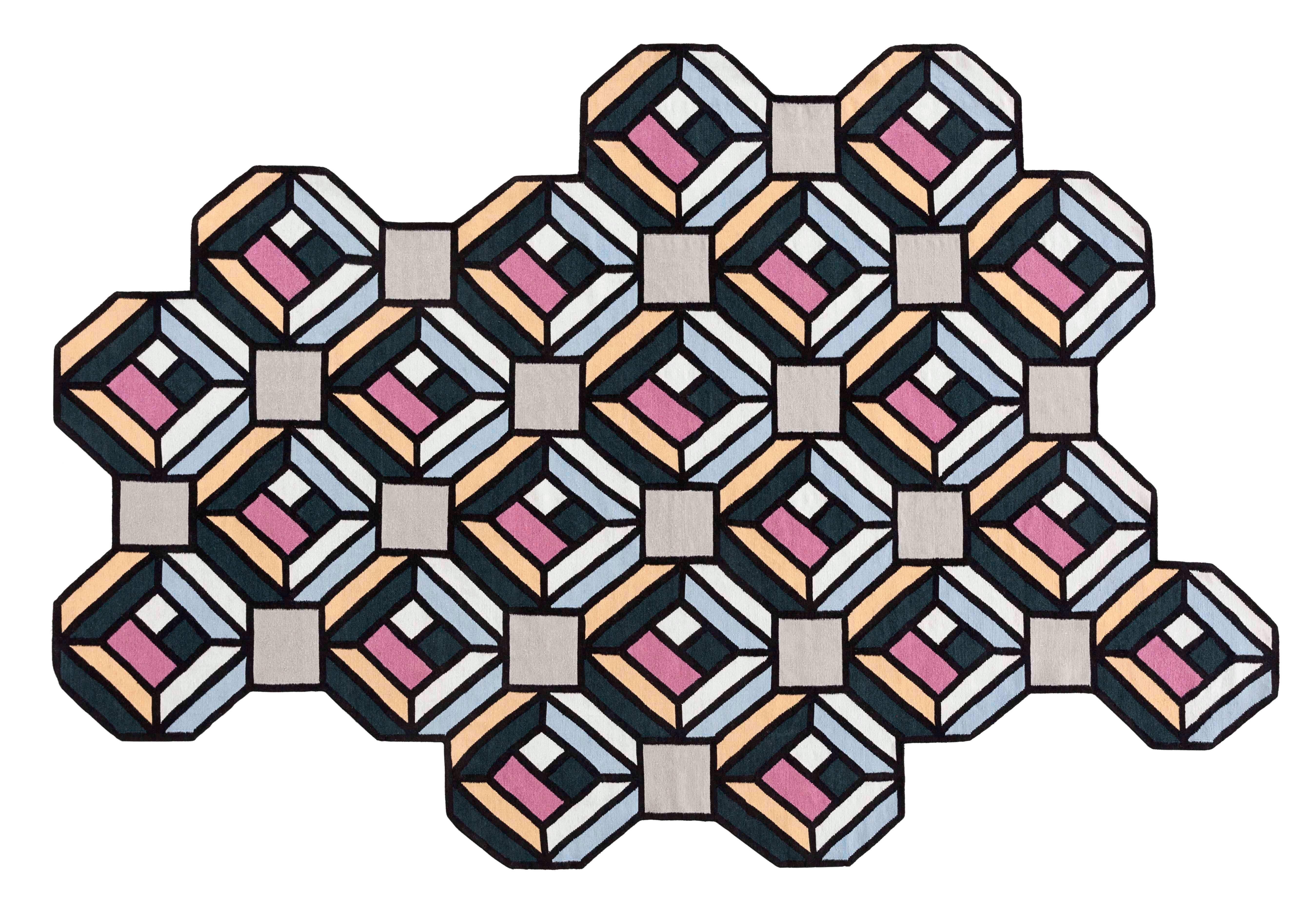 Orangefarbener Hexagon-Parkettteppich von Gandia Blasco (Wolle) im Angebot