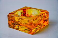 Orange ice cube ashtray by Antonio Imperatore, Murano glass, Italy, 1970