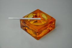 Orange ice cube ashtray by Antonio Imperatore, Murano glass, Italy, 1970
