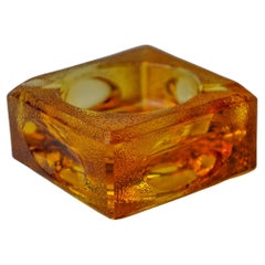 Vintage Orange ice cube ashtray by antonio imperatore, murano glass, italy, 1970