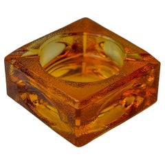 Orange ice cube ashtray by Antonio Imperatore, Murano glass, Italy, 1970