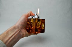 Orange ice cube lighter by Antonio Imperatore, murano glass, Italy, 1970