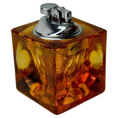 Orange ice cube lighter by Antonio Imperatore, murano glass, Italy, 1970