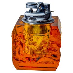 Vintage Orange ice cube lighter by Antonio Imperatore, murano glass, Italy, 1970