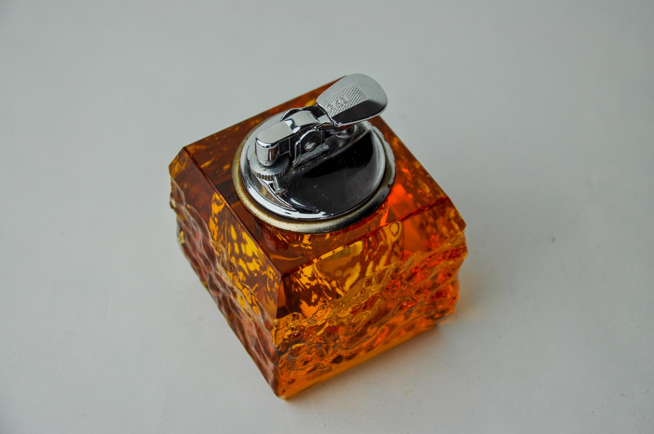 Orange ice lighter by Antonio Imperatore, murano glass, Italy, 1970 In Good Condition For Sale In BARCELONA, ES