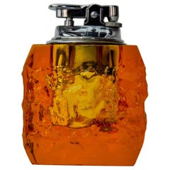Accendino per ghiaccio arancione di Antonio Imperatore, vetro di Murano, Italia, 1970