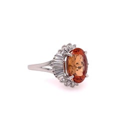 Orange Imperial Topaz & Diamond Platinum Ring