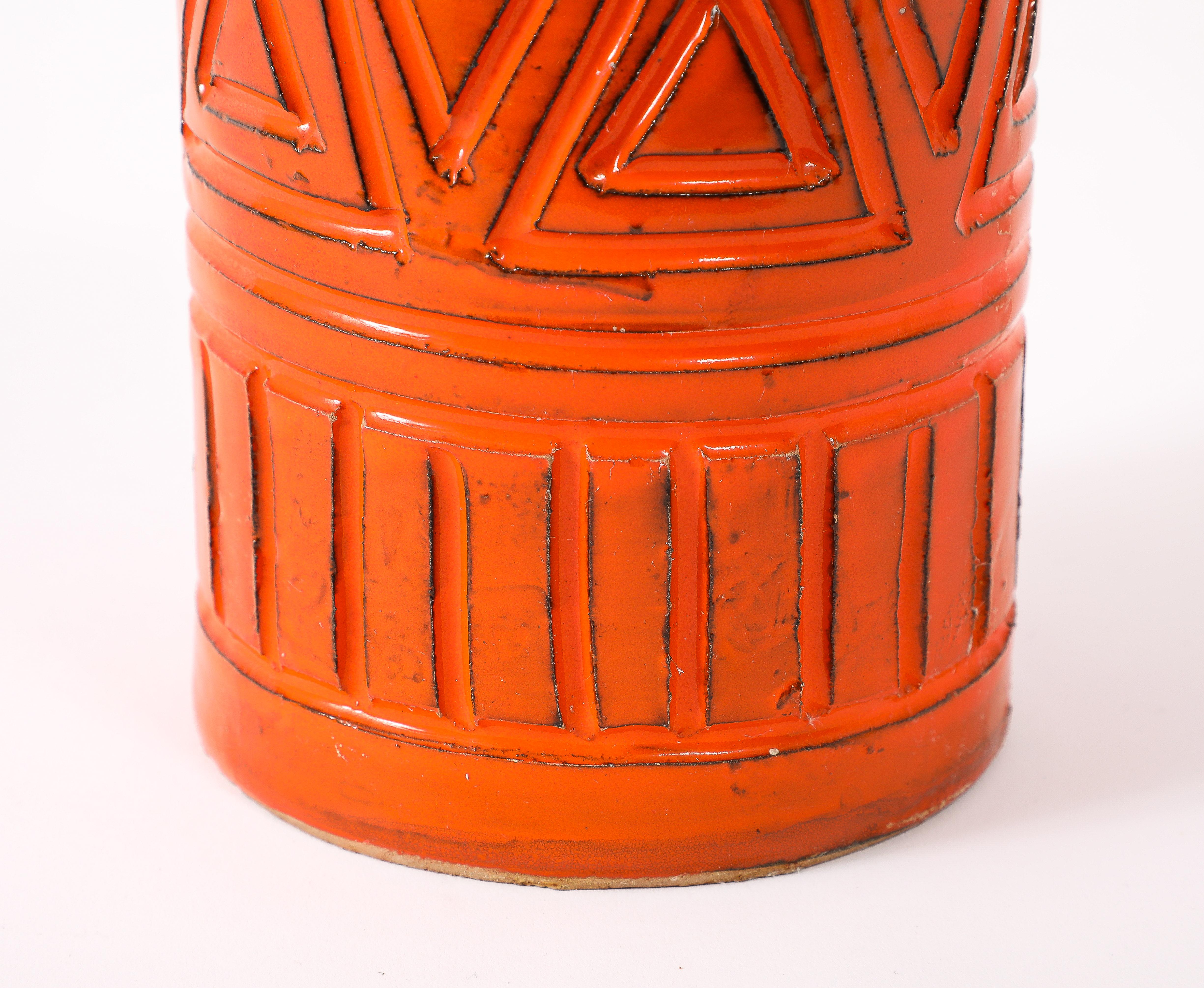 Brocca Bitossi in ceramica incisa arancione, Italia, anni '60 in vendita 3
