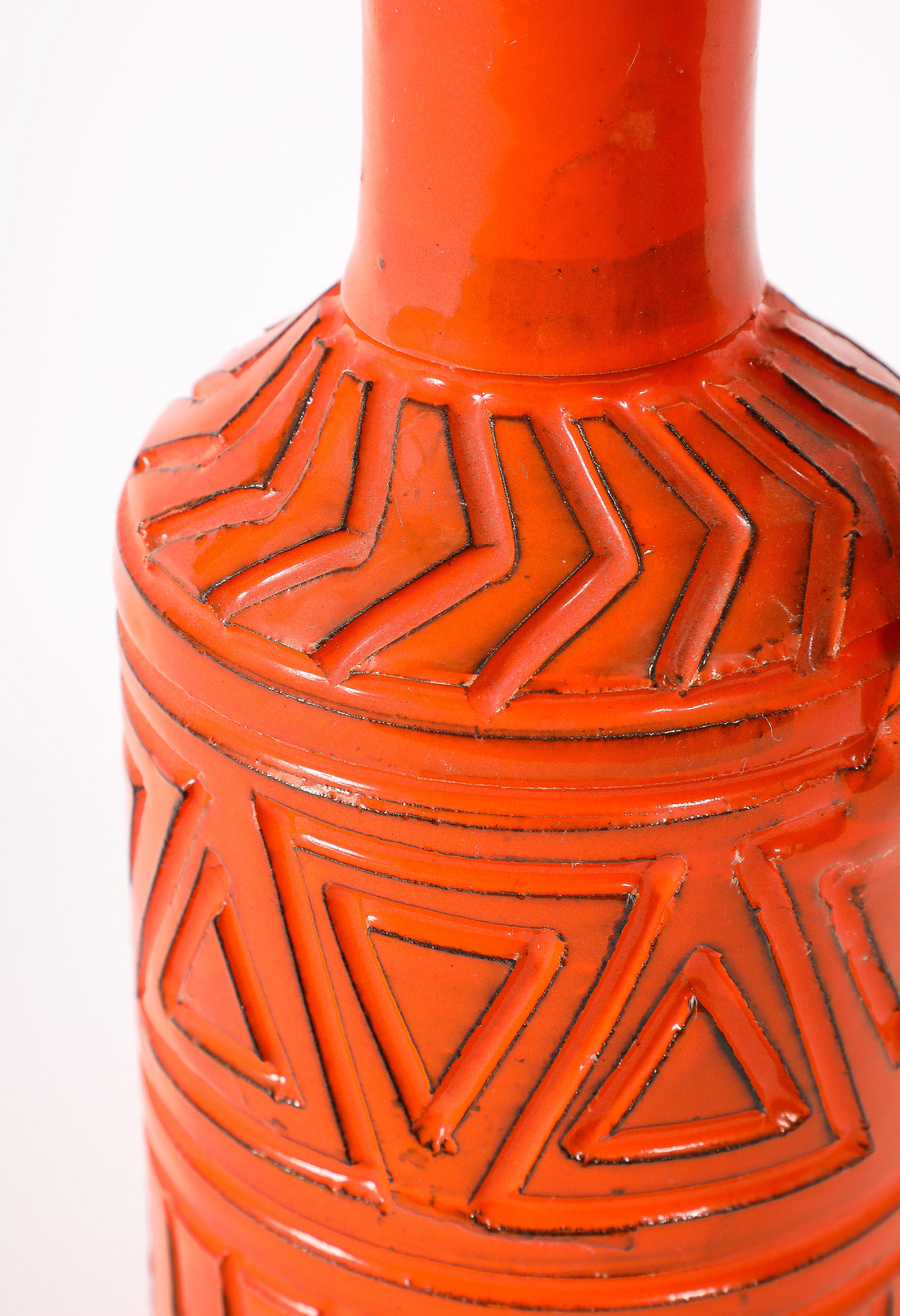 Brocca Bitossi in ceramica incisa arancione, Italia, anni '60 in vendita 4