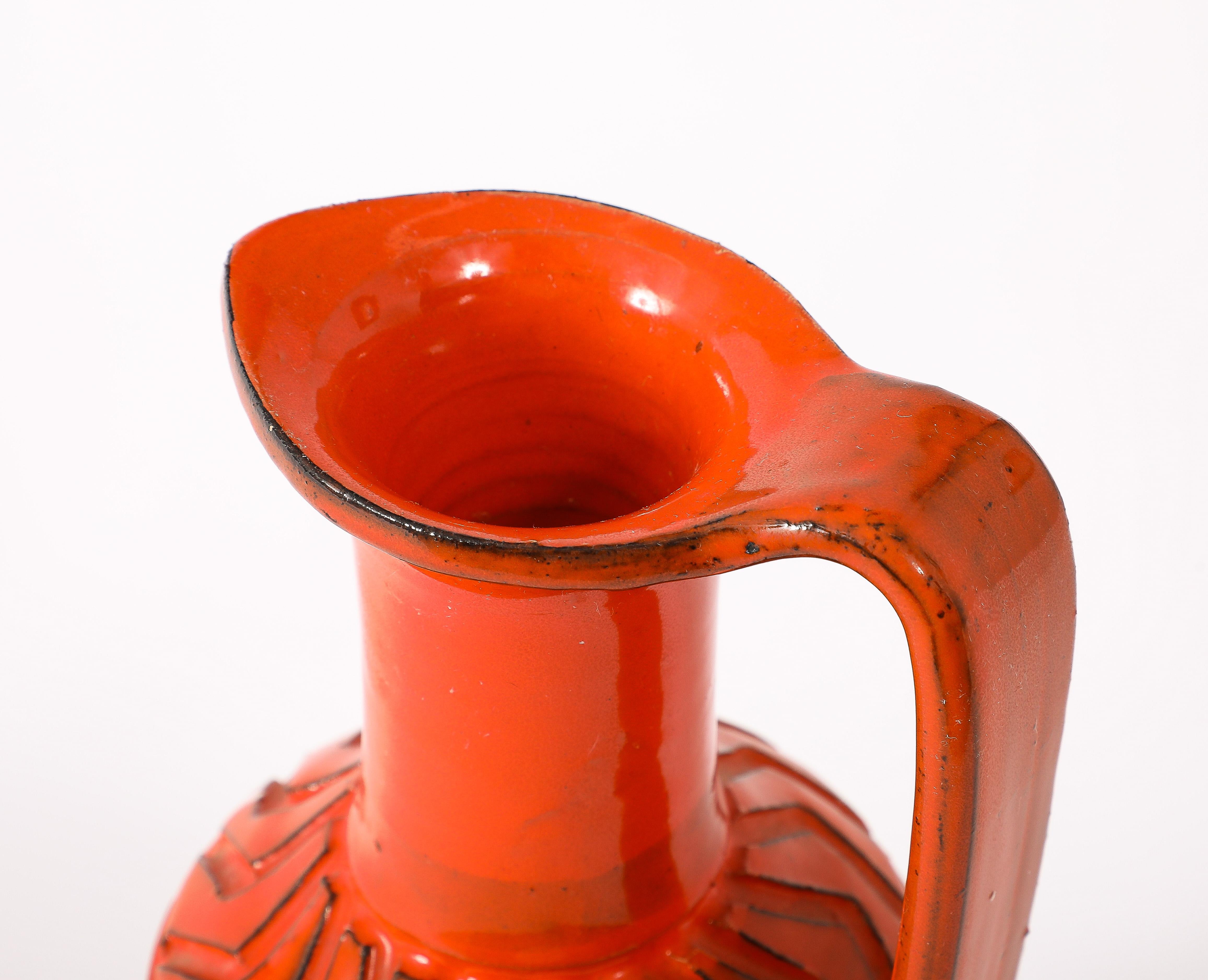 Brocca Bitossi in ceramica incisa arancione, Italia, anni '60 in vendita 5