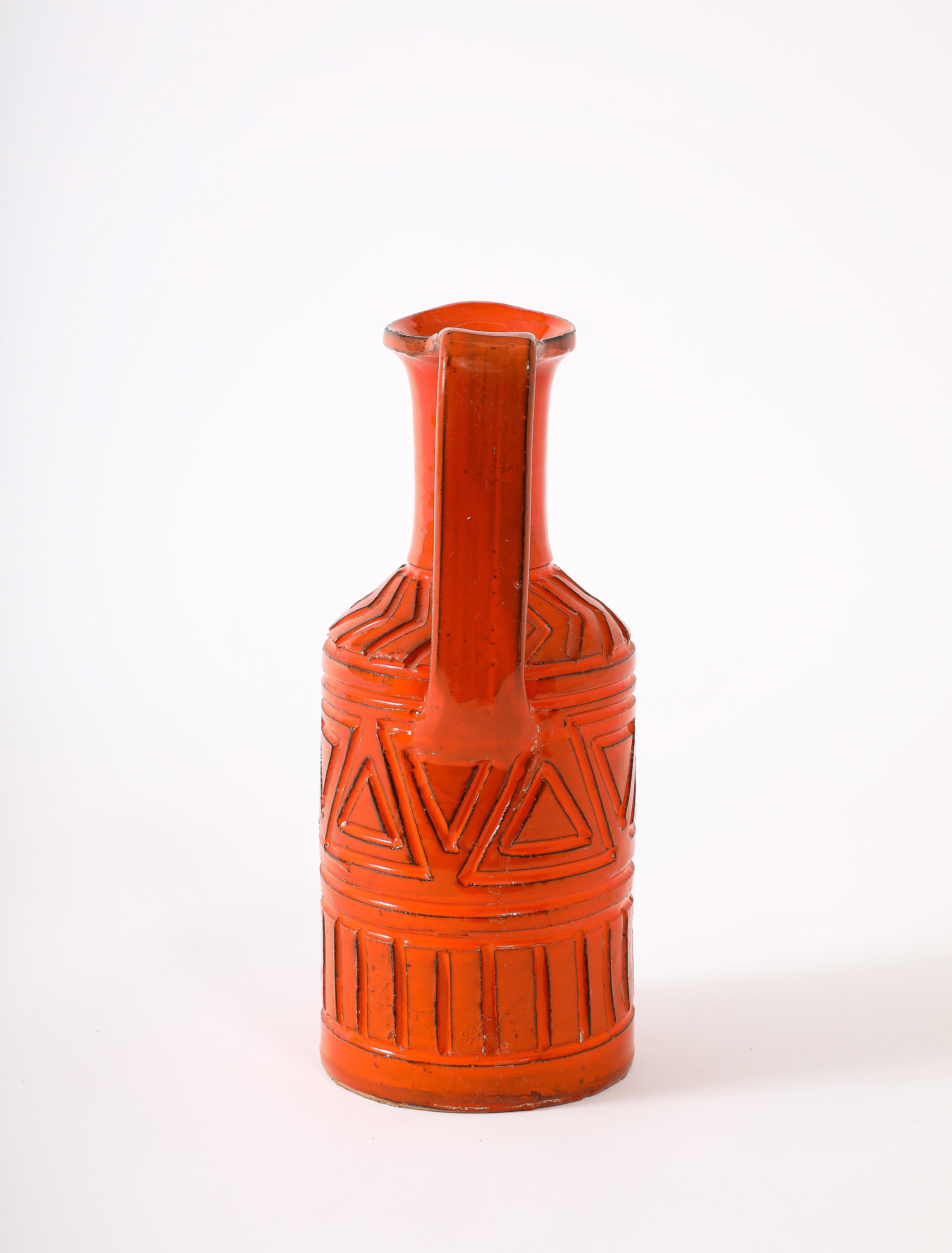 Brocca Bitossi in ceramica incisa arancione, Italia, anni '60 in vendita 1