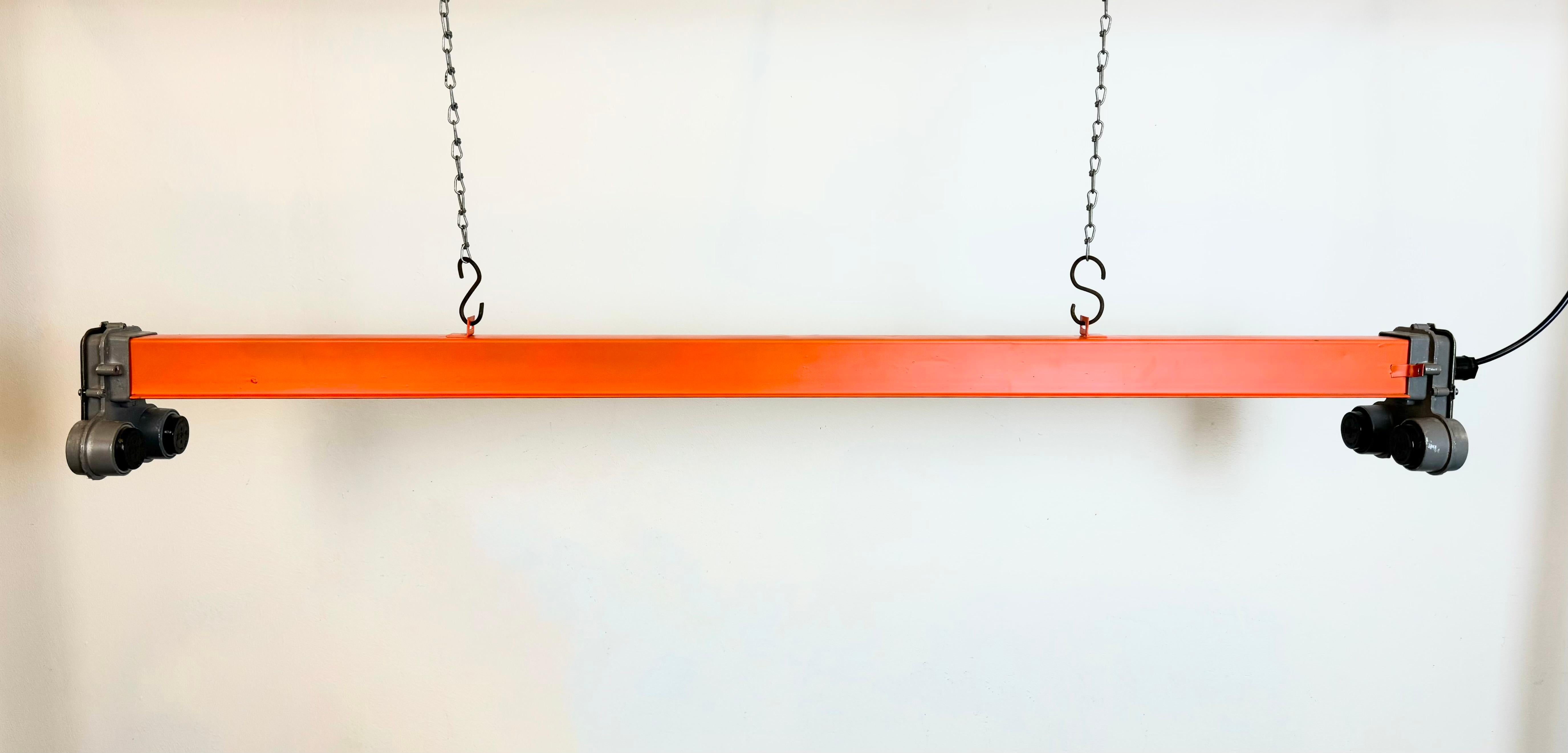 Orange Industrial Hanging Tube Light, 1970s For Sale 10