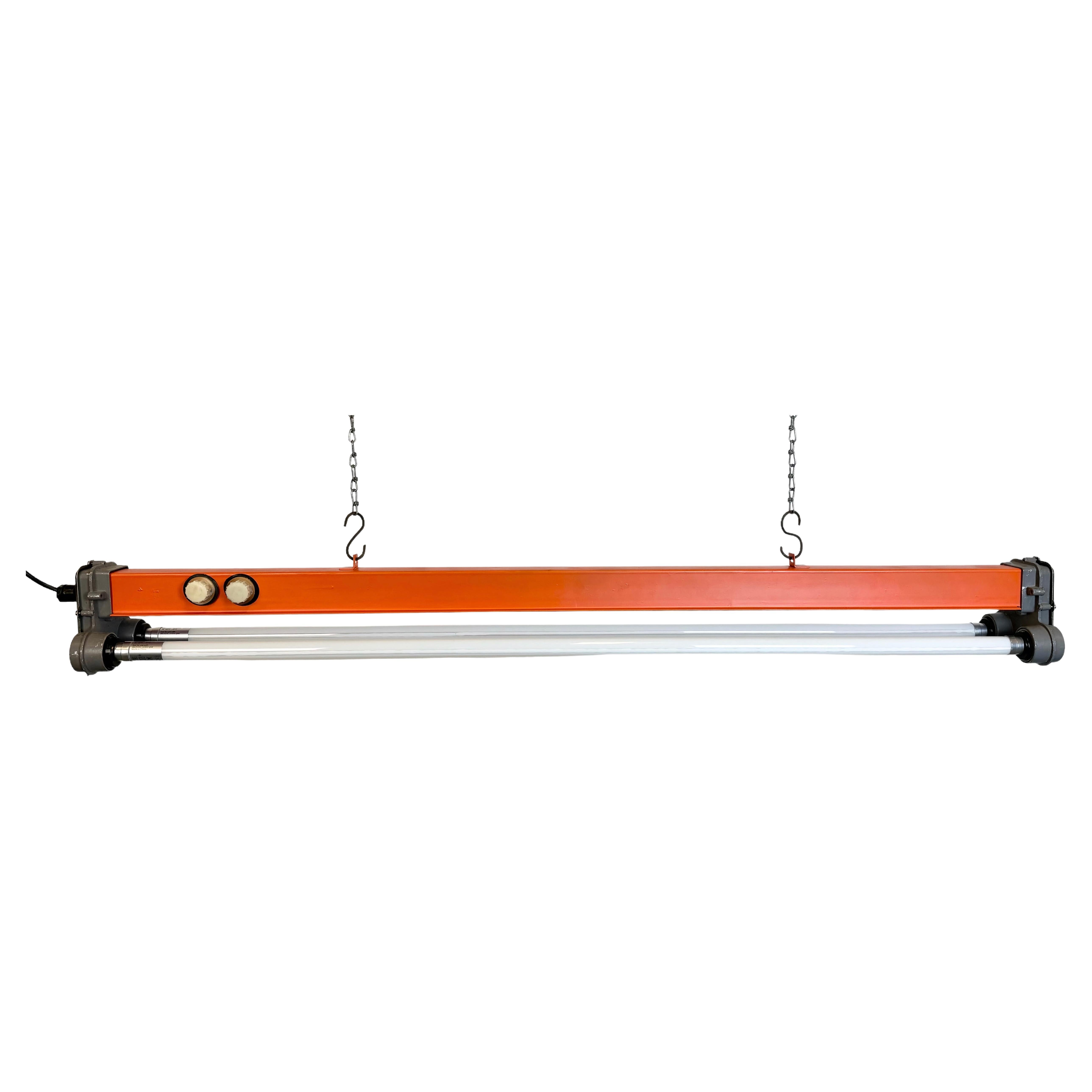 Orange Industrial Hanging Tube Light, 1970s