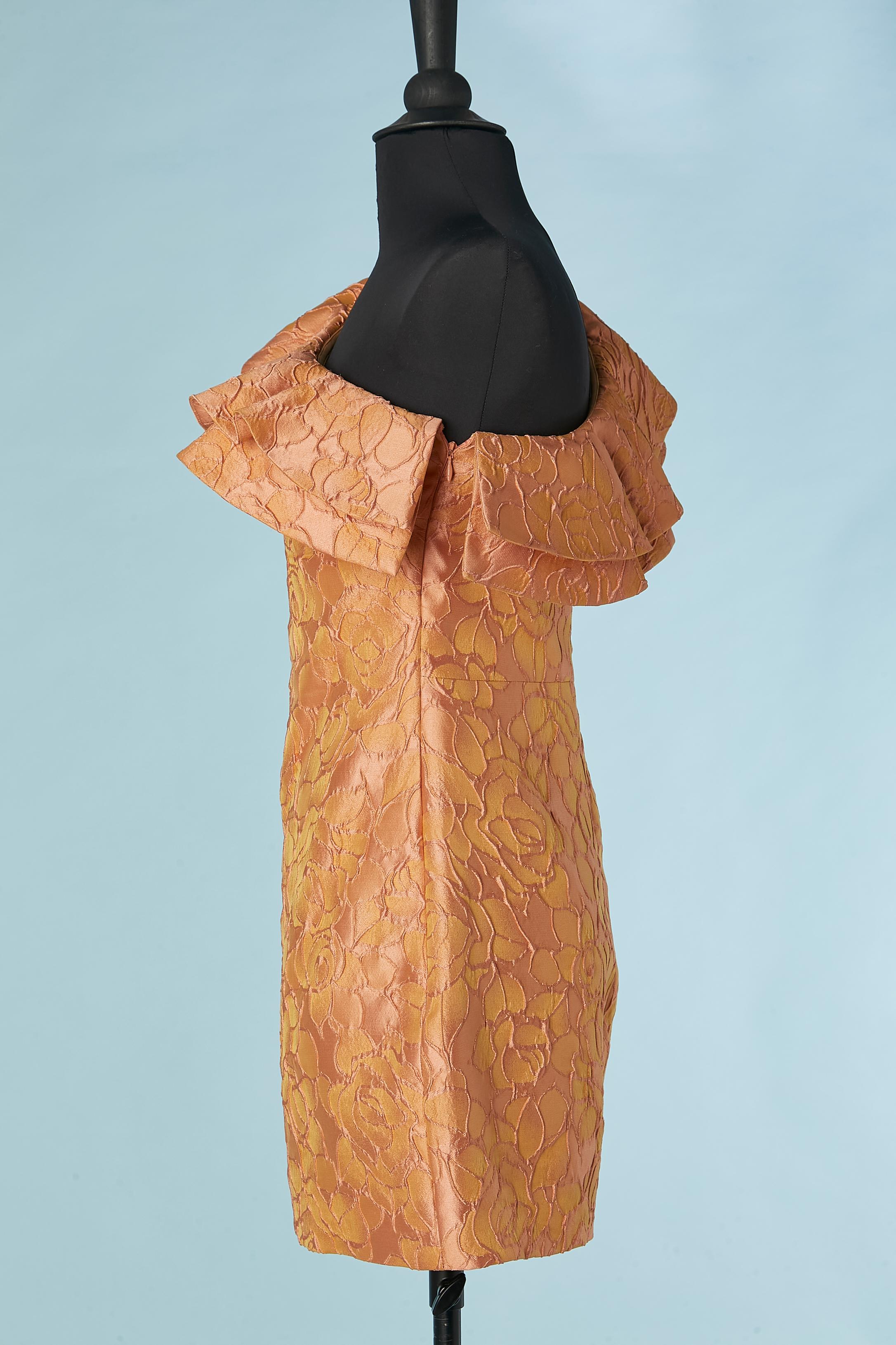 Robe de cocktail à une épaule en jacquard orange LORENA SARBU Excellent état - En vente à Saint-Ouen-Sur-Seine, FR