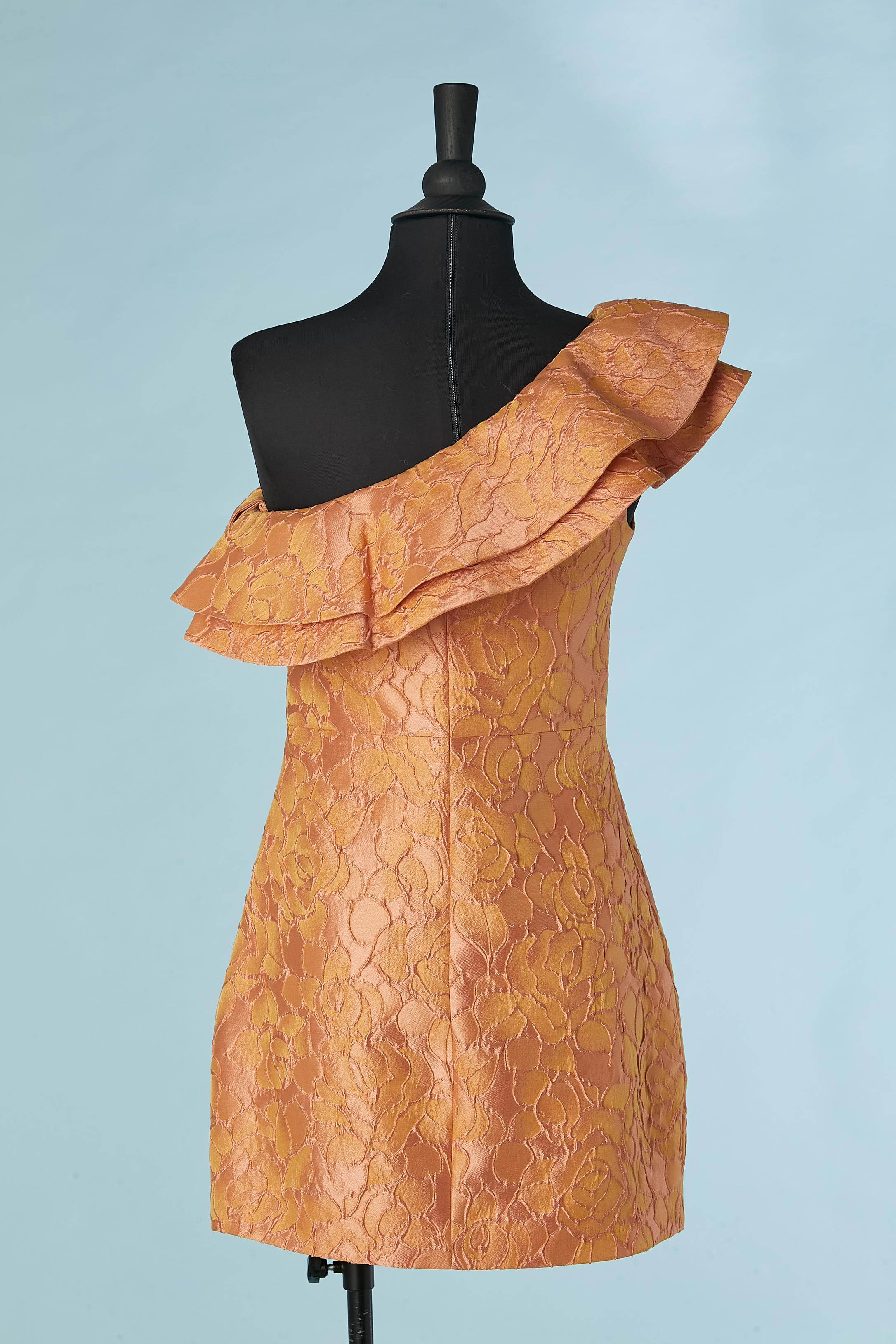 Robe de cocktail à une épaule en jacquard orange LORENA SARBU Pour femmes en vente