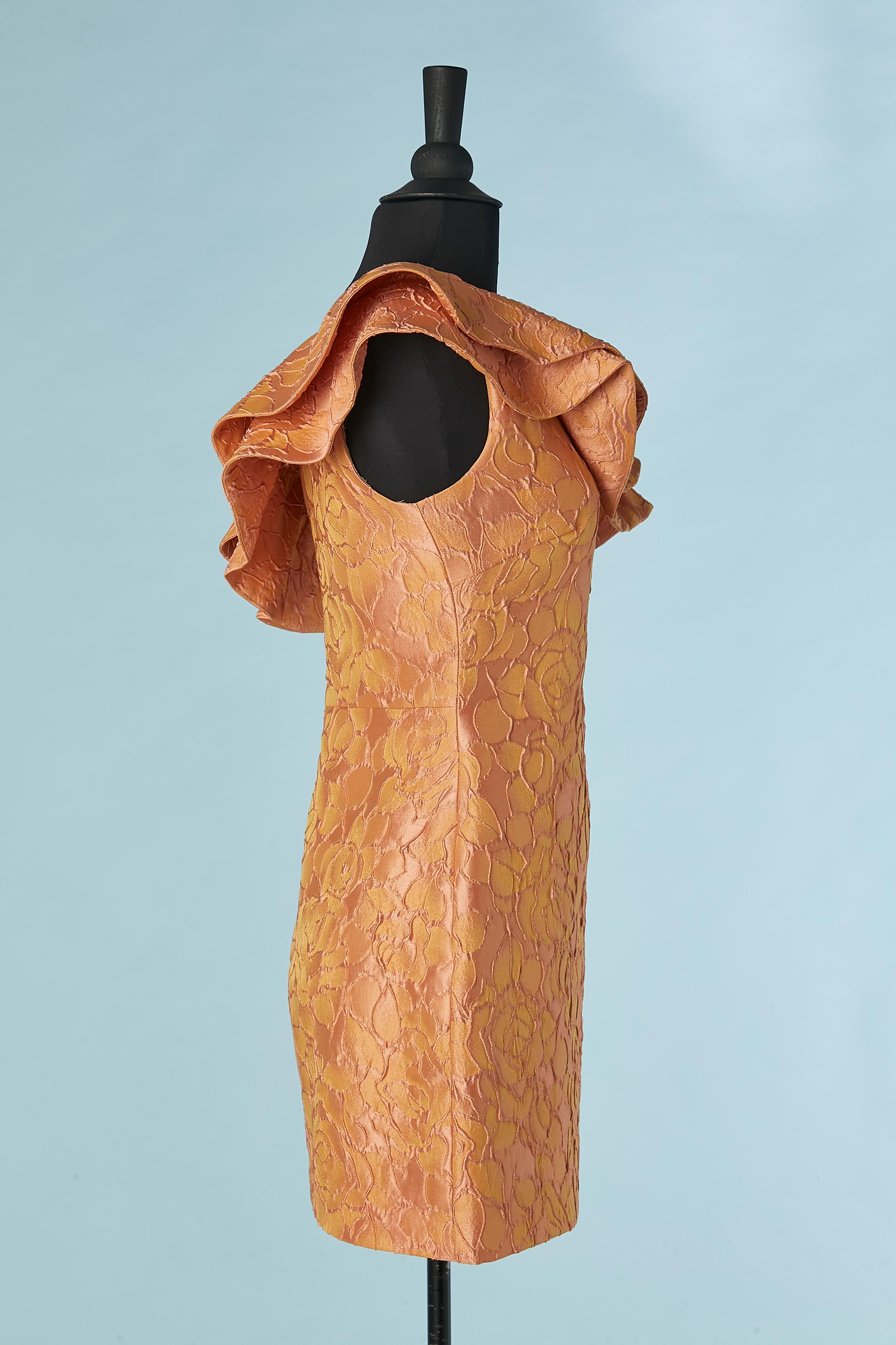 Robe de cocktail à une épaule en jacquard orange LORENA SARBU en vente 1