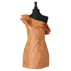Robe de cocktail à une épaule en jacquard orange LORENA SARBU