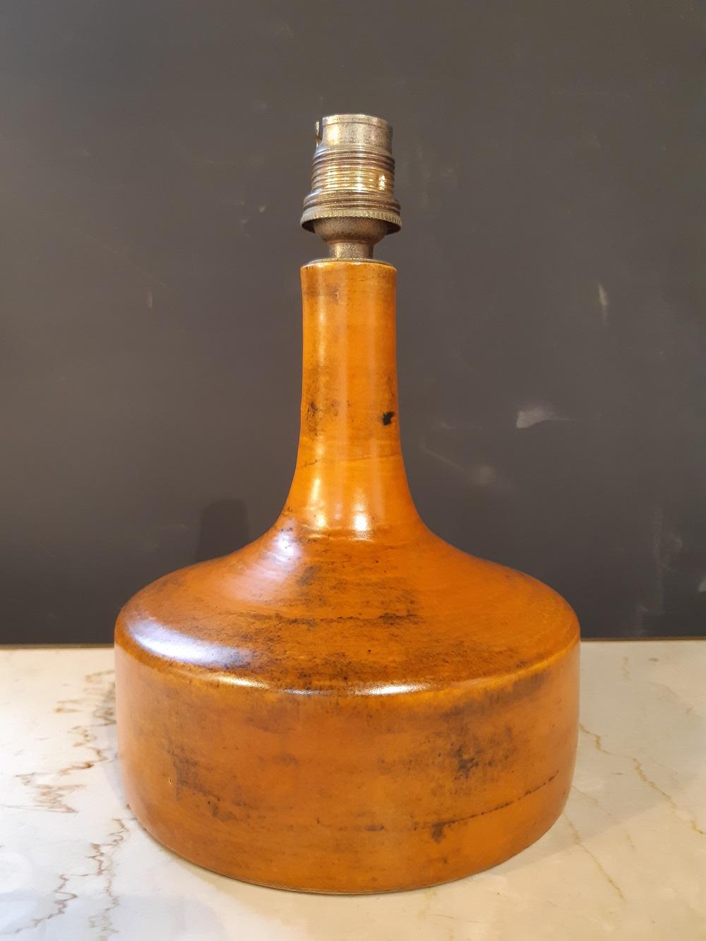 Mid-20th Century Orange Jacques Blin Ceramic Lamp France Midcentury, 1950