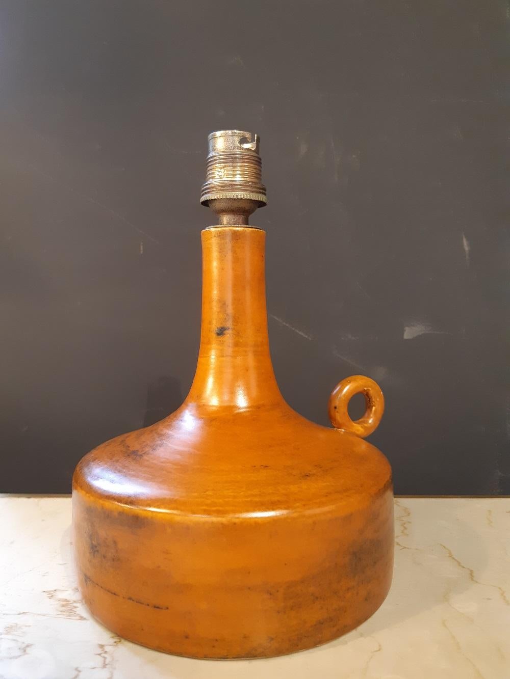 Orange Jacques Blin Ceramic Lamp France Midcentury, 1950 1