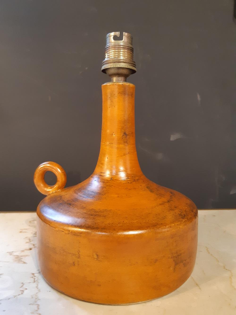 Orange Jacques Blin Ceramic Lamp France Midcentury, 1950 3