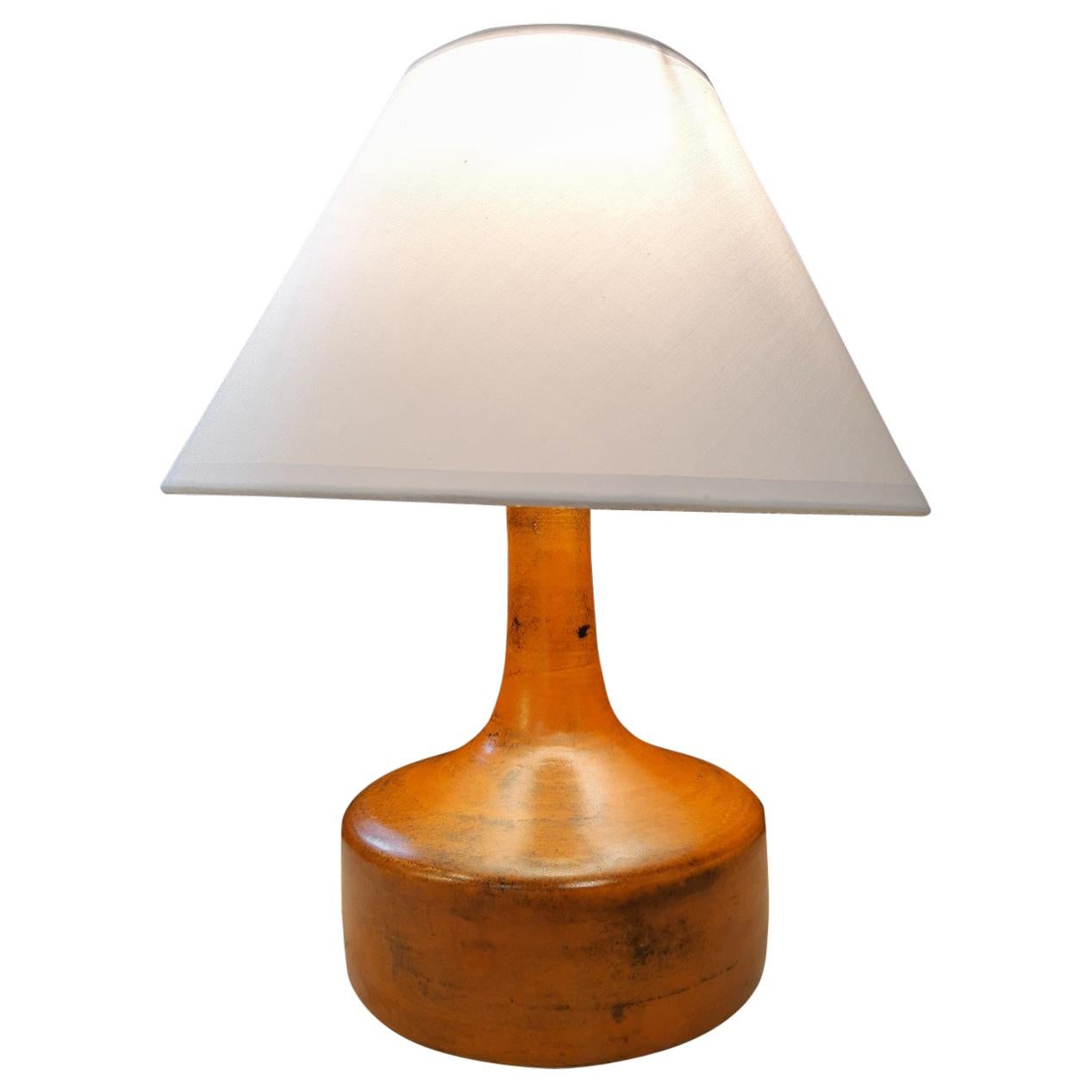 Orange Jacques Blin Ceramic Lamp France Midcentury, 1950