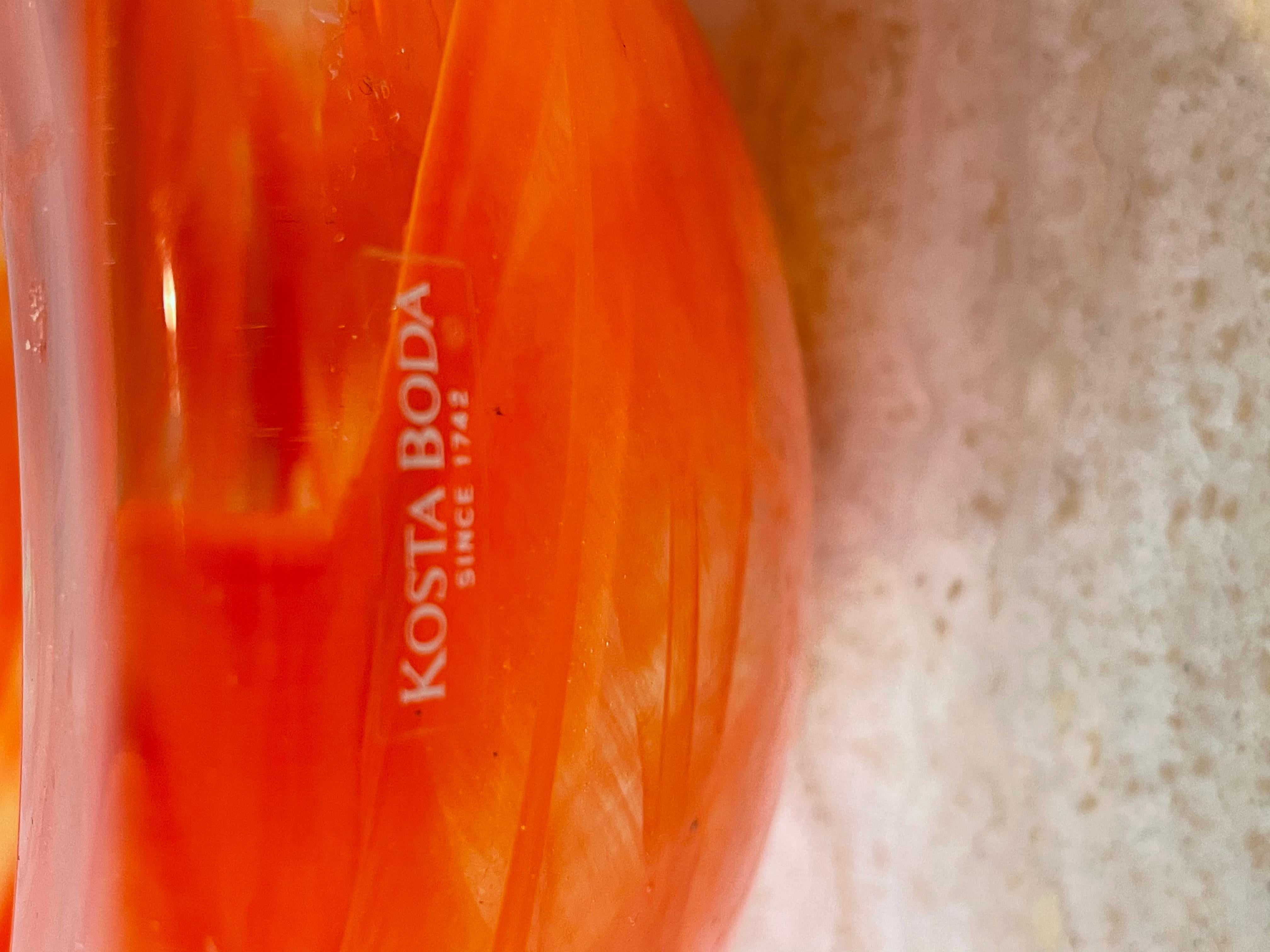 Orange Kosta Boda Bowl Votive by Anna Ehrne In Good Condition For Sale In Denton, TX